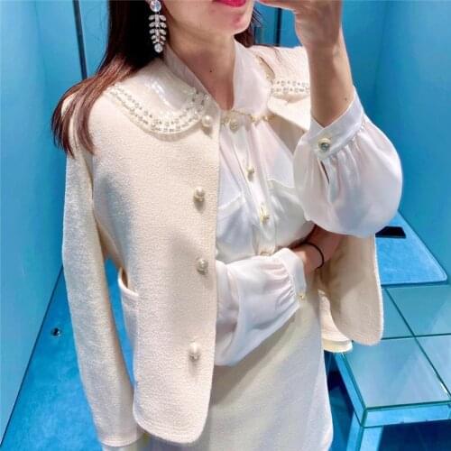 Miu Autumn and Winter New Fashion Age Reduction Suit Skirt Celebrity Style Tweed Suit Jacket Skirt Female