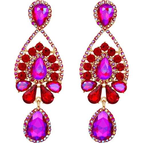ZHINI High-Quality Fashion Rhinestones Long Earring Jewelry Luxury Charming Color Crystal Water Drop Earrings for Women brincos