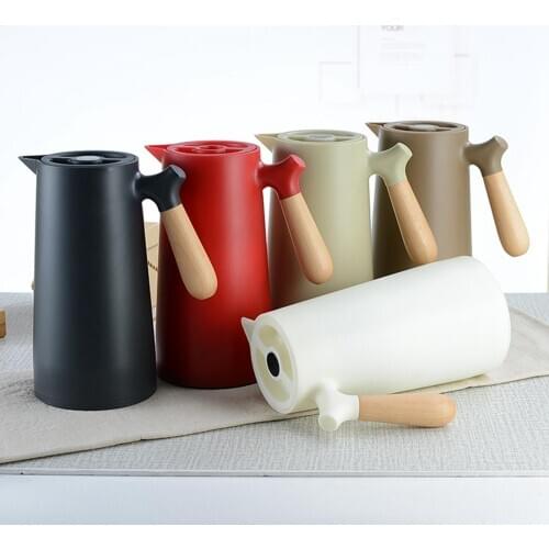 1L Home Thermal Flask Coffee Glass Liner Solid Wood Handle Insulation Kettle kitchen accessories water bottle термокружка 2020
