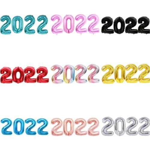 1set 32inch 2022 for Wedding Happy New Year Anniversary Rose Gold Silver Blue Balck Number Foil Balloon Party Decorations
