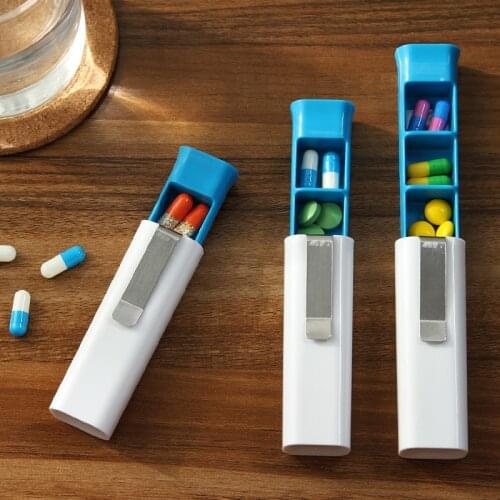 1Pcs Portable Medicine Storage Box 3 Grid Pill Case Random Colors Travel Drug Pill Organizer Case