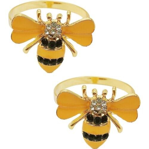 2Pcs Napkin Clasps Buckles Alloy Napkin Rings Bee Napkin Buckle Kitchen Table Decoration Accessories