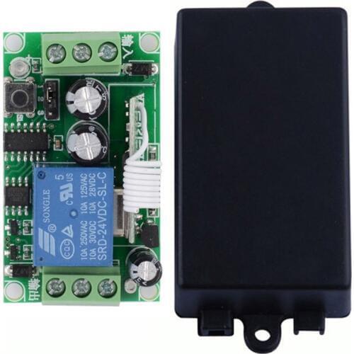24V DC 1 CH Way Relay Remote Switch NO COM NC 10A Relay Receiver ASK Learning Code MomentaryToggle Latched 315/433.92MHZ