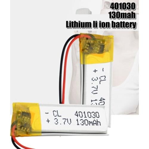 3.7V 130mAh 30*10*4mm 401030 lithium ion li ion battery for MP3 MP4 MP5 DVD toy mobile bluetooth earphone lipo Rechargeable cell