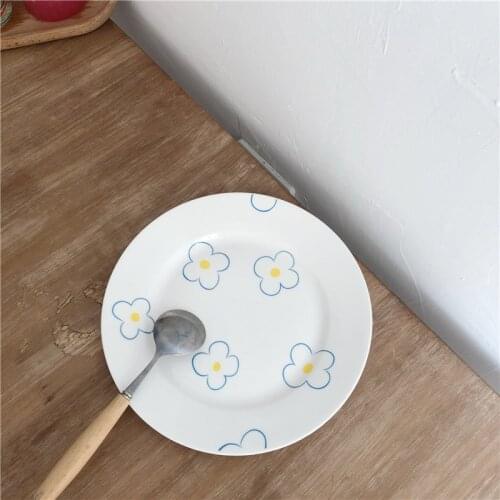 8inch Blue Flower Plate тарелки для еды Tableware Platos Ceramic Salad Sushi Dessert Plates For Tableware Kitchen Decoration