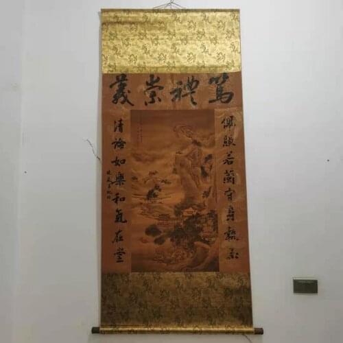 Antique calligraphy and painting Chinese painting Text & painting painting,building