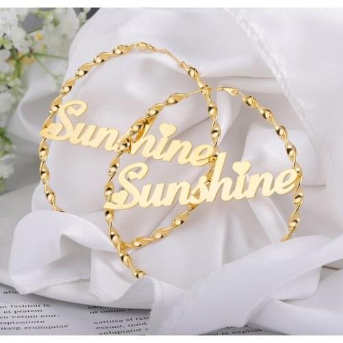 Personalized Boho 60mm/70mm/80mm Big Earrings For Women Girl Stainless Steel Custom Name Goth Punk Jewelry Party Firend Gifts