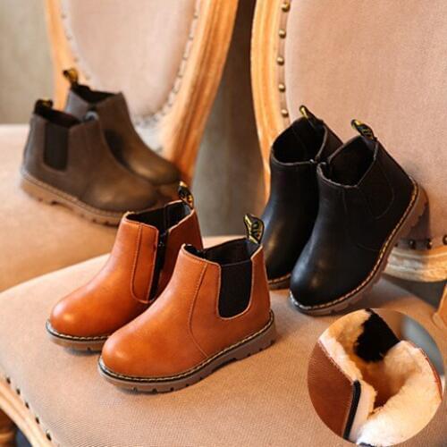 2020 New Autumn Children Shoes PU Leather Waterproof Boots Warm Kids Snow Boots Girls Boys Rubber Boots Fashion Sneakers