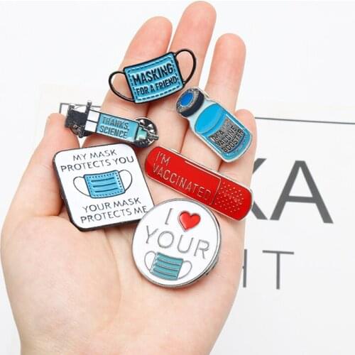 Mini Medicine Bottle Mask Nurse Brooch Women Girl Friend Enamel Pin Accessories Nurse Jewelry Coat Backpack Pin Props