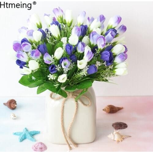 Artificial Crocus Flowers Bouquet Rose Buds flower Silk Flowers Home Wedding Householder Store Decoration