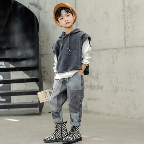 Grey Baby Spring Autumn Jeans Pants For Boys Children Kids Trousers Clothing Teenagers Gift Home Outdoor High Quality