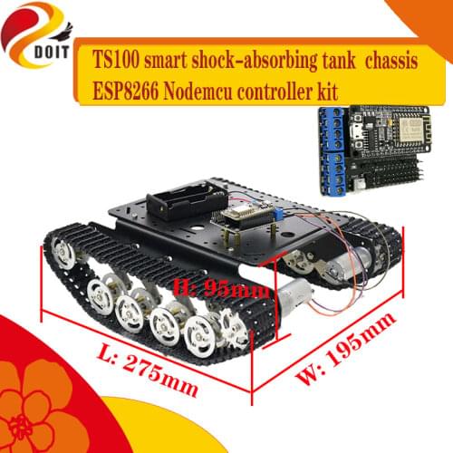ESP8266 Control TS100 Smart Shock-Absorbing Tank Chassis + Nodemcu Controll Kit High Torque DC Motor DIY For Arduino Education