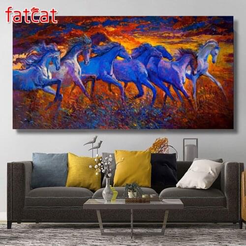 FATCAT Sunset abstract horse Large Diy Diamond Painting Full square round drill 5d Diamond Embroidery Kits Decoration AE2962