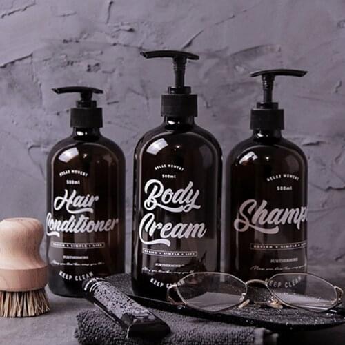 500ml Boston Brown Glass Storage Bottle Nordic Bath Hand Washing Body Cream Bottles Shampoo Hair Conditioner Sub-bottle