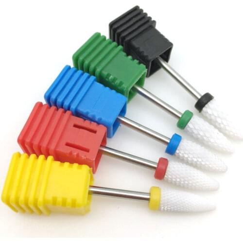 5Types Ceramic Nail Drill Bit 3/32" Rotate Burr Cutter Bits For Manicure Electric Nail Drill Accessories Nail Mill Tools