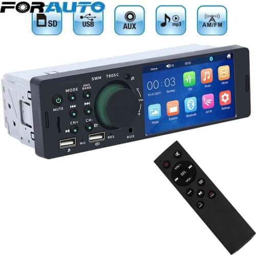 Head Unit 7805C Stereo Player High Definition 1 Din 4.1" Touch Screen MP5 Player Bluetooth Audio Video Car Radio