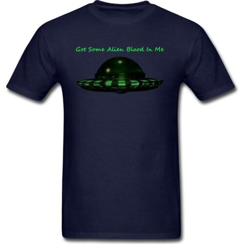 Got Some Alien Blood In Me T Shirt Men TShirt UFO T-shirts 3D Spaceship Printed Clothes Crew Neck Tops Blue Tees Funny Wholesale