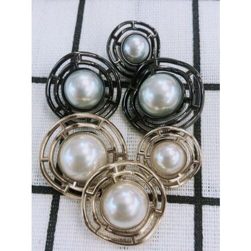 Faux Pearl Gold Metal Fashion Coat Buttons For Clothing Vintage Sweater Decorative Buttons Handmade Sewing Accessories Wholesale