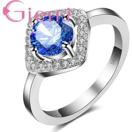 Vintage Type Classic Square Original 925 Sterling Silver-Silver-Rings for Women Finger Accessories Gorgeous CZ Zircon Jewelry