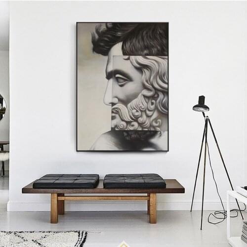 Collage Face Plaster Statue Sculpture Art Canvas Print Painting Portrait Nordic Living Room Wall Picture Home Decoration Poster