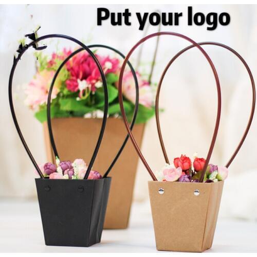 Kraft Paper Bags Flower Box with Handle Waterproof Bouquet Florist Gift Packing Box Valentines Day Rose Boxes Party Decoration