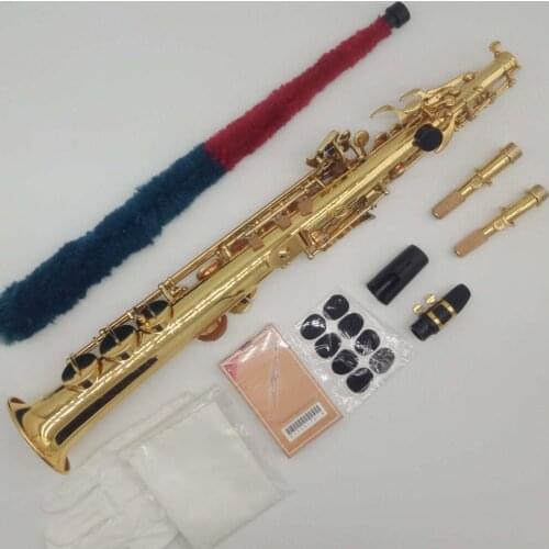 Brass soprano saxophone NAIPUTESI NSS-992 lacquered gold Eb soprano sax woodwind instruments with accessories carrying case