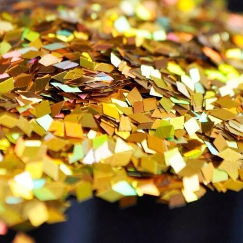 Laser Gold Color Rhombus Holographic Nail Art Decoration Diamond shape Paillette Glitter 3D Slice Spangles DIY Nail Tools