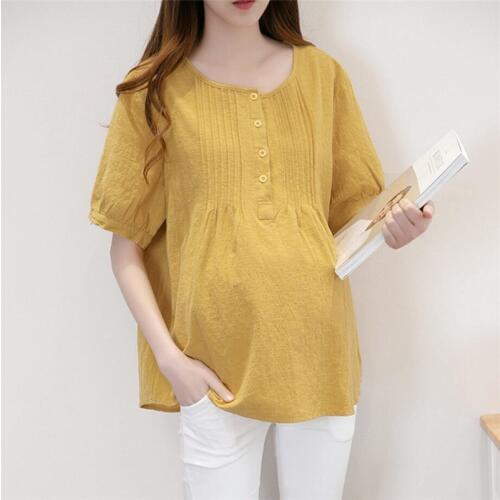 Summer round neck thin cotton short sleeves Pregnant womens tops Short maternity clothes Pregnant women T-shirts Shirts