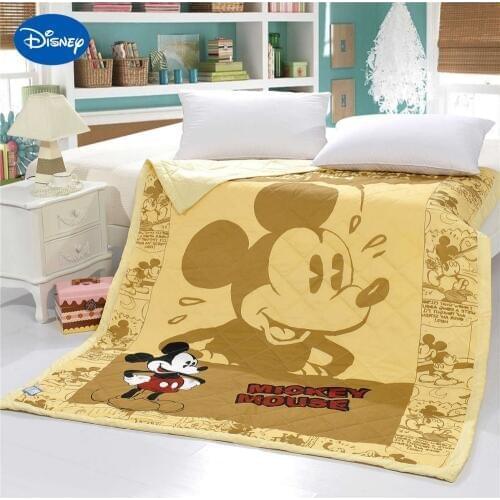 Hot Mickey Mouse Quilts Bedding Twin Single Size Comforters Cotton Fabric Woven Disney Character Prints Childrens Summer Yellow