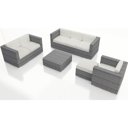 Best Seller 5 Piece Weathered Stone Outdoor Rattan Sofa Set