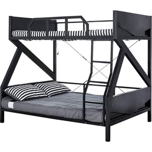 Multifuctional Bunk Bed Bedroom Coloured Lamp Iron Frame Bed For Hotel School Kids Adult Twin Bed Frame With GuardRail Ladder