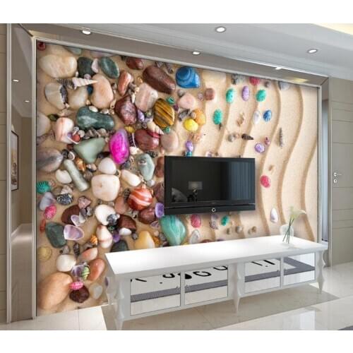 Custom Any 3d Murals Beach Sand Shell Stones Wallpaper Living Room TV Backdrop Wall Mural Luxury Home Decor Wall Papers
