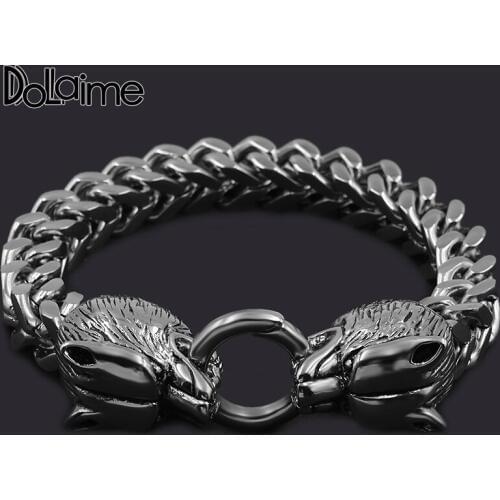 Dolaime Popular Street Skateboard Style Silver Color Stainless Steel Bracelet For Fashion Men Bracelet Hot Sale 22cm*10mm GB449