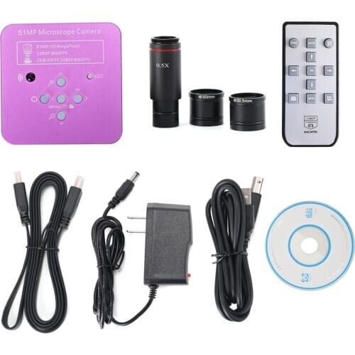 51MP 2K 1080P HDMI USB Industry Digital Microscope Camera 0.5X Eyepiece Lens 30/30.5mm Adapter for Stereo Biological Microscope