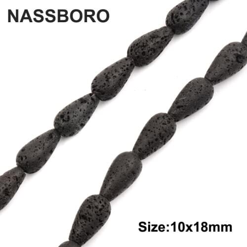 Drop Black Lava beads Natural Stone 10x18mm Seeds Marquise Shape Volcanic rock Loose bead Jewelry bracelet making DIY