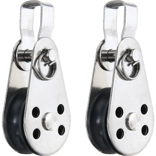 2Pcs Stainless Steel Pulley 25mm Wire Rope Crane Pulley Block Hanging Wire Towing Wheel Sailing Yacht Ship Pulley
