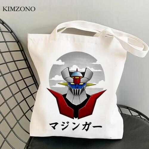 Mazinger z shopping bag cotton jute bag bolsa bolsas de tela eco handbag bag bolsa compra foldable reciclaje sacolas