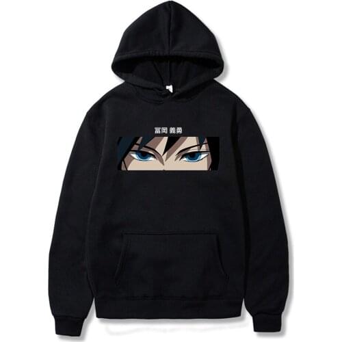 Anime Funny Eyes Demon Slayer Sweatshirt Cartoon Giyu Tomioka Water Hashira Eyes Hoodies Harajuku Warm Pullover Sweatshirt High