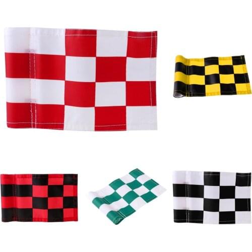 Solid Putting Green Golf Chequered Nylon Flags Backyard Garden Portable Golf Target Markers Sports Golf Accessories
