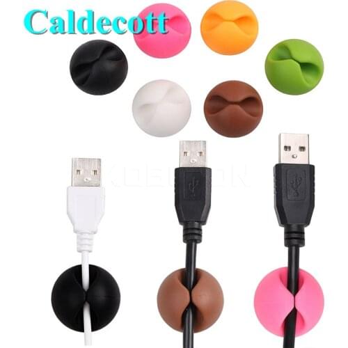Caldecott 6Pcs/lot Wire Cord Lead Cable Winder Tidy Organiser Round Clip USB Charger Holder Desk for Desktop Cable Fixed Newest