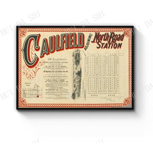 Caulfield Melbourne Vintage Real Estate Advert Art Print Poster or Canvas Artwork