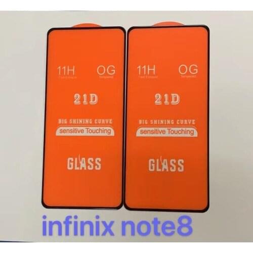 2PCS 21D Full Glue Tempered Glass For infinix Note 8 10H Full Screen Cover Screen Protector Film For infinix note 8i