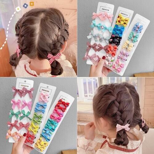 10pcs Hair Bows for Girls Hairpin Children Cute Baby Girls Hair Clips Dot Plaid Kids Hair Hair Accessories Girls Lovely Gift