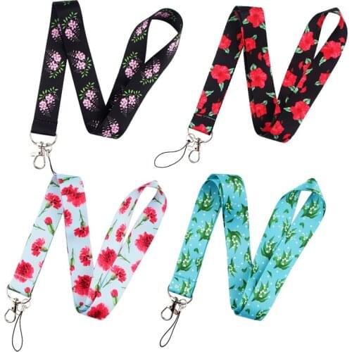ZF1766 1pcs High Quality Beautiful Flowers Lanyards Id Badge Holder Keychain Gym Mobile Badge Holder Lanyard Key Holder