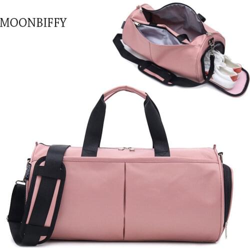Woman Gym Yoga Bags Female Fitness Sports Black Bag Customized Portable Travel Training Bag with Shoes Compartment