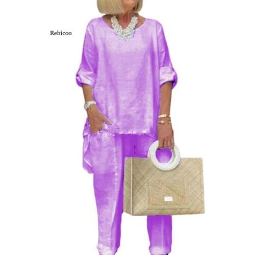 Spring Autumn Casual Loose Women Two Piece Solid Elegant O Neck Long Sleeve and Long Pant Women Homewear Outfits Plus Size 5Xl