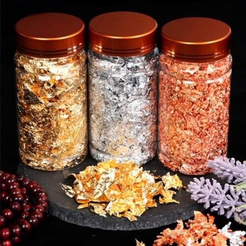 3g Gold/Silver Color Foil Paper Decals 3D Nail Beauty Art Decorations Gilding DIY Art Craft Imitation Gold Flakes