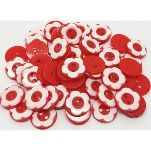 100pcs 7 Colors 13mm Resin 2 Holes Round Two Tone Flowers Buttons Sewing Dress Fancy Button For Scrapbooking Embellishments