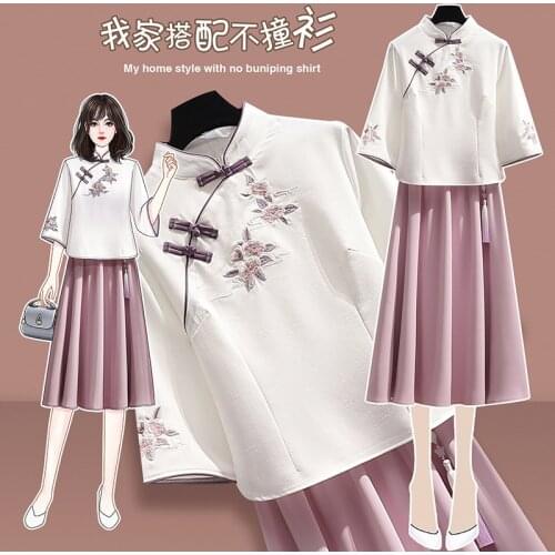 2021 Women Chinese Traditional Clothing Creative top skirt Set Club Holiday Party Fashion New Casual Ladies Retro Style Clothes