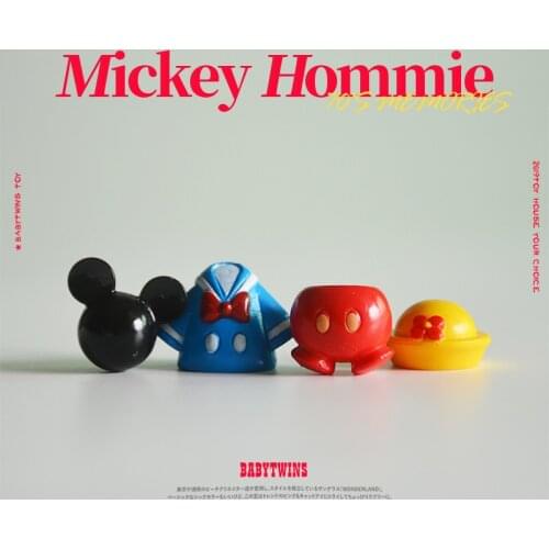 24piece 1-2cm classical mickey mouse head clothes figure toys cute mickey mouse microlandschaft figures